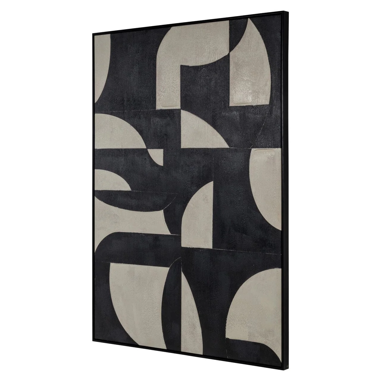 Ellia XL Black & Cream Monochrome Geometric Wall Art - Image 2