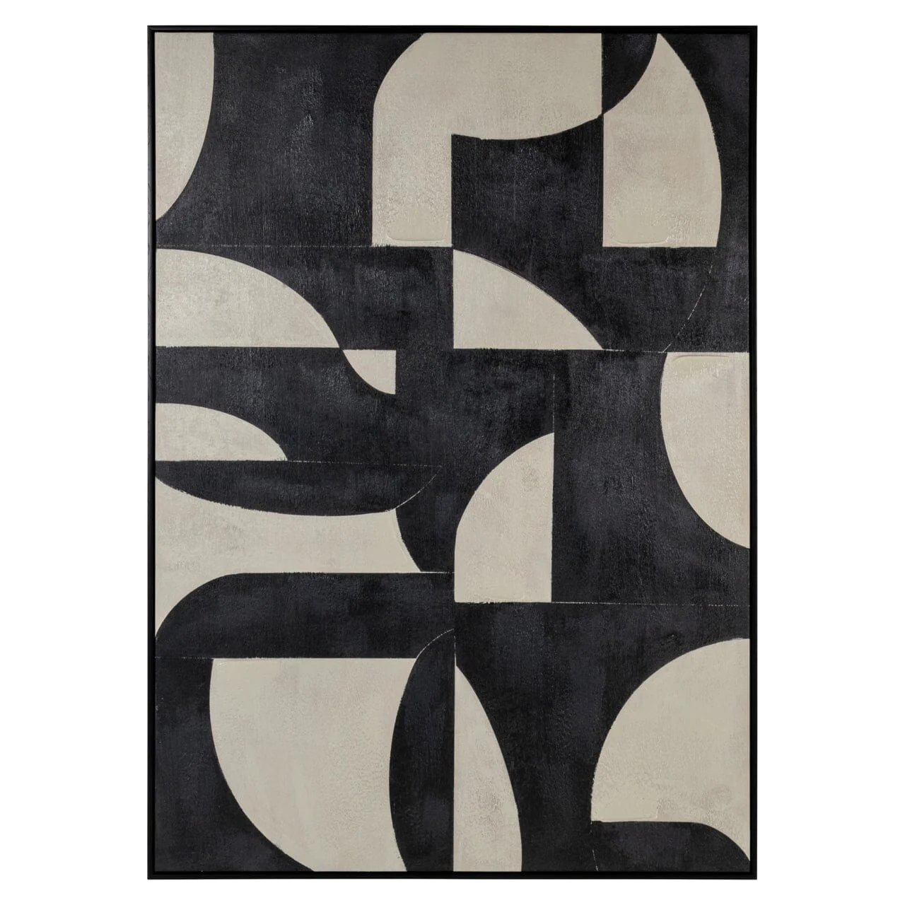 Ellia XL Black & Cream Monochrome Geometric Wall Art - Image 3