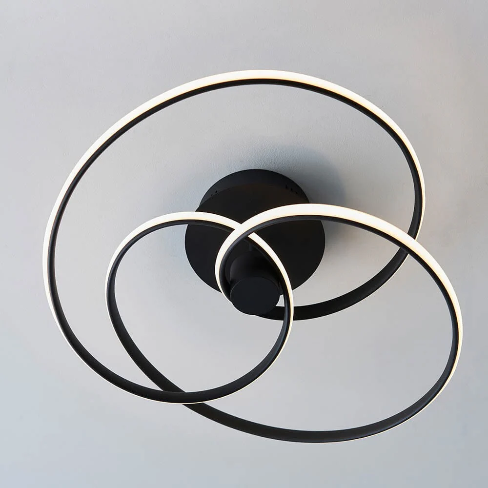 Ellipse Black LED Semi Flush Ceiling Light - Image 2