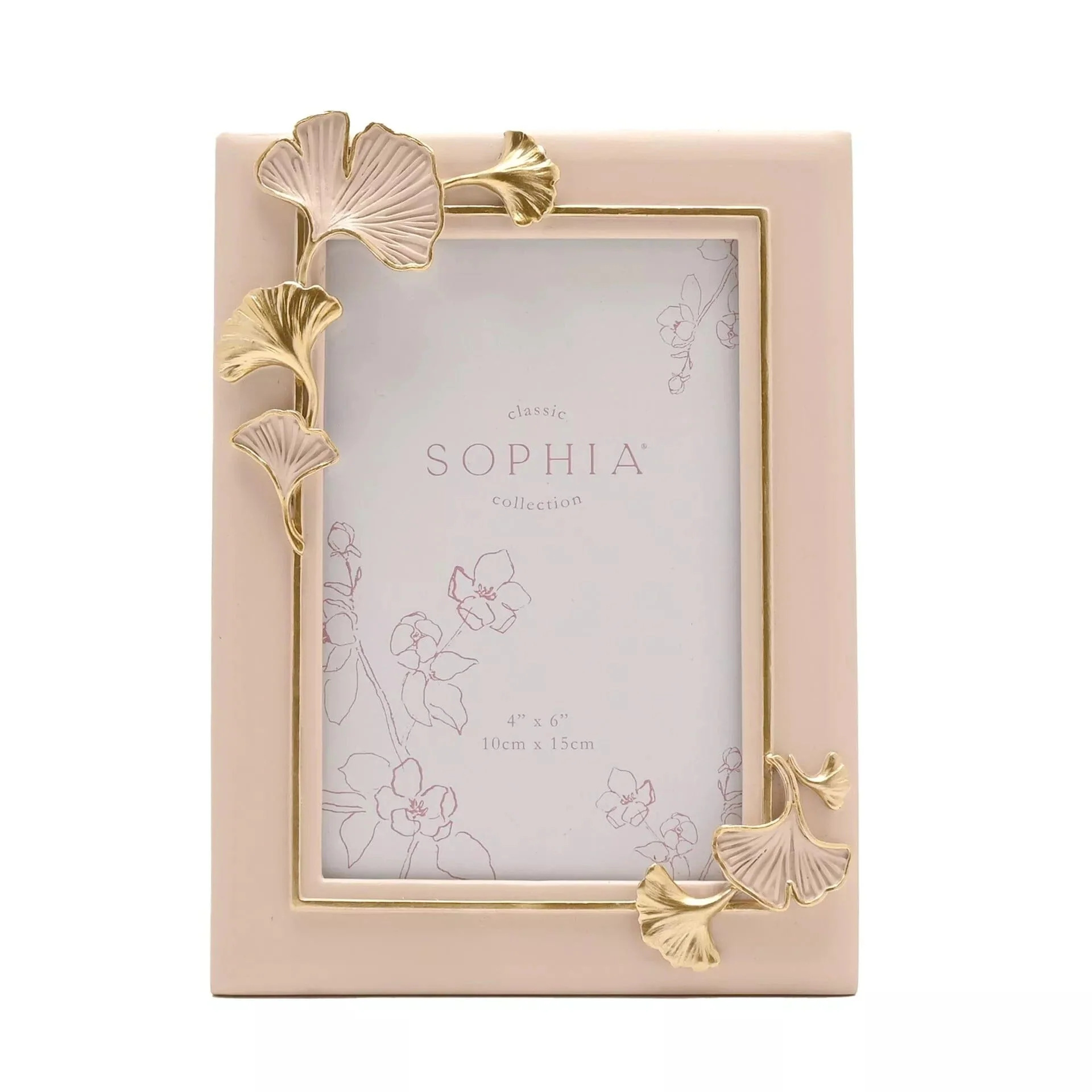 Elowen Blush Pink & Gold Ginkgo Leaf Photo Frame - 4x6" - Image 2