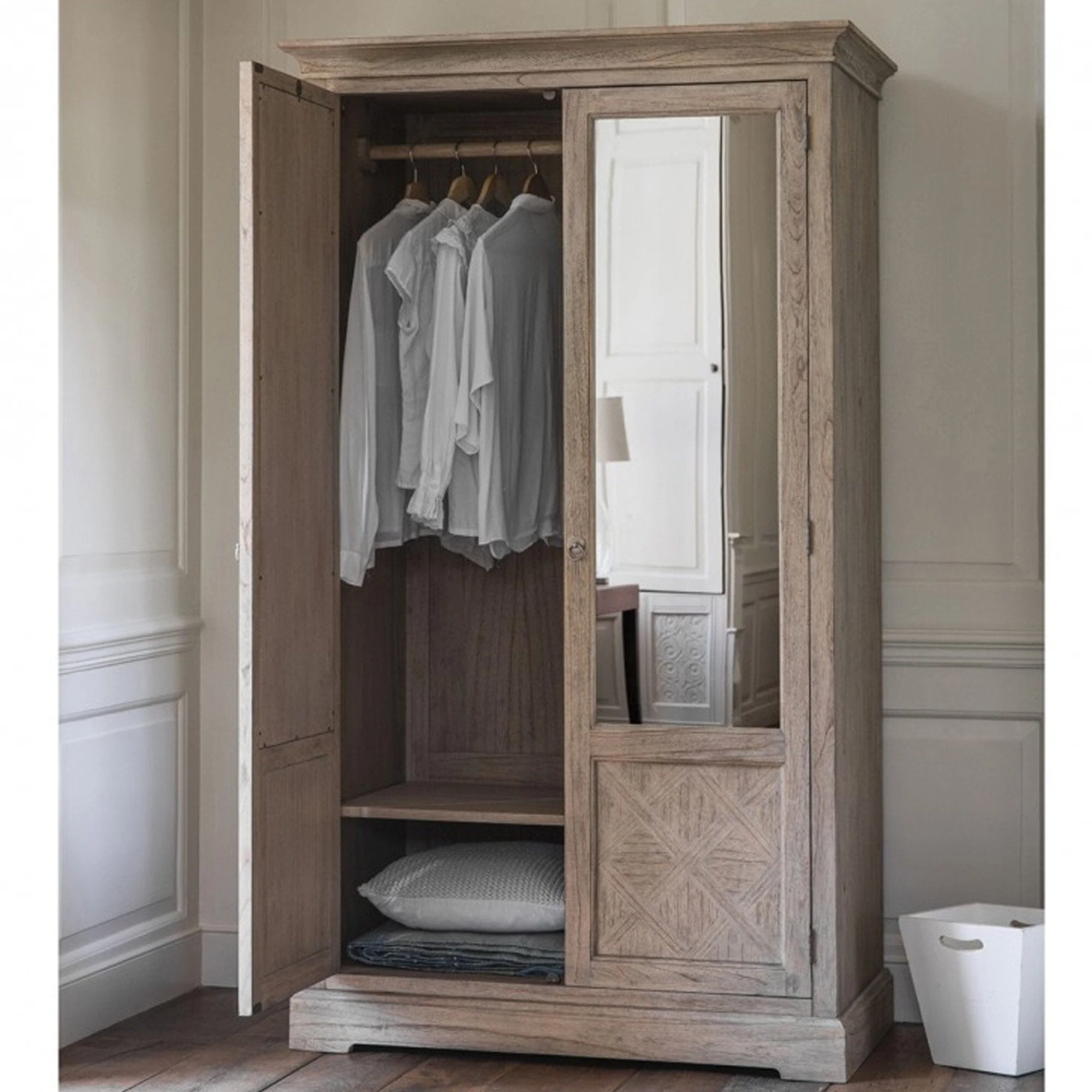 Elysium Natural Wood 2 Mirror Door Wardrobe - Image 2