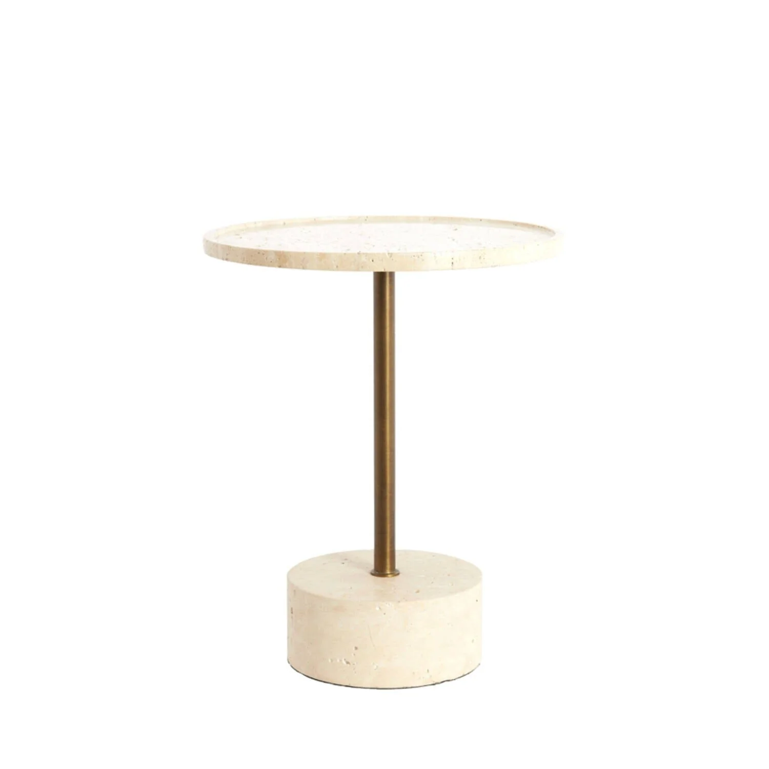 Emilde Travertine & Bronze Side Table - Image 2