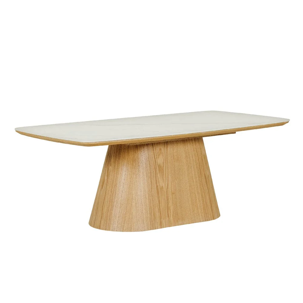 Emilia Wooden Coffee Table with White Faux Marble Top - Image 2