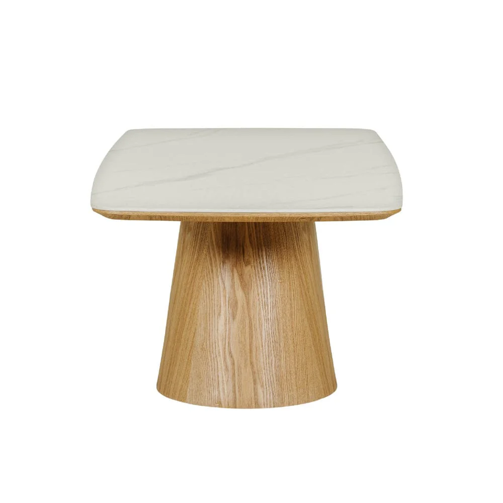 Emilia Wooden Coffee Table with White Faux Marble Top - Image 3