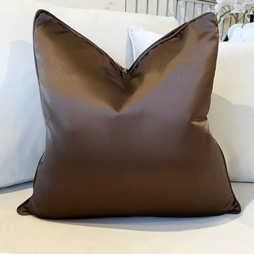 Empire Espresso Satin Cushion with Satin Pipe - 50x50cm