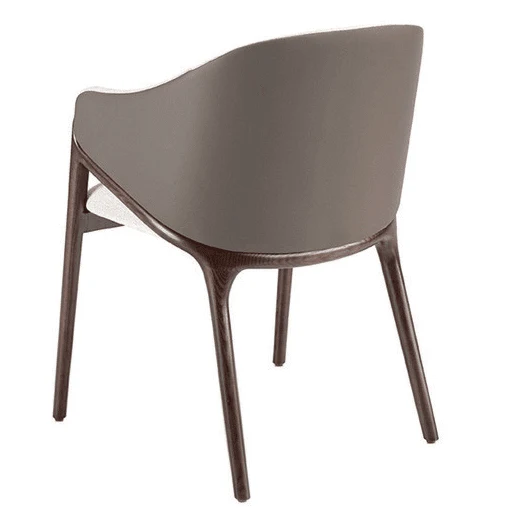 Estee Curved Cream Accent Chair with Walnut Legs - Image 2