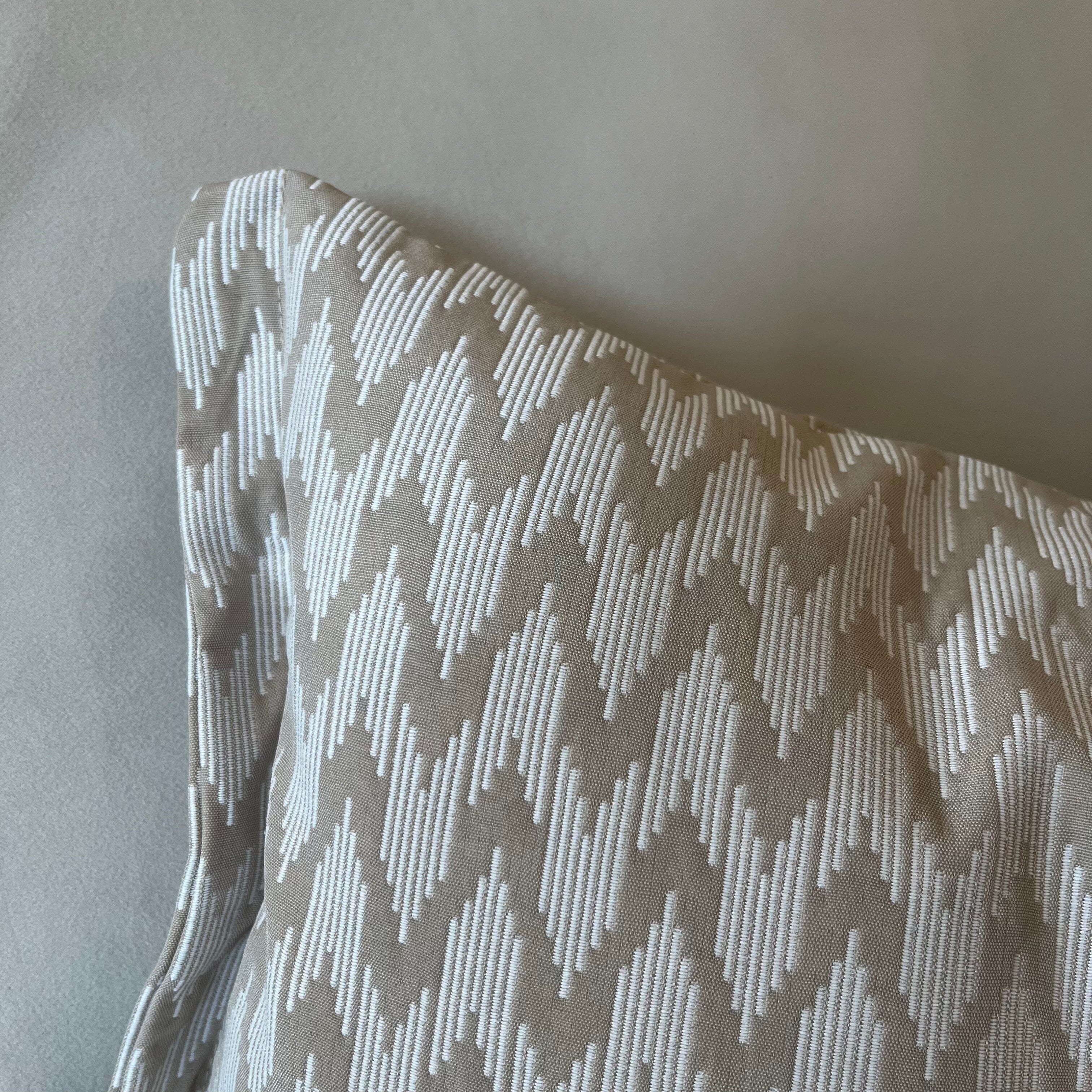 Estrella Large Cream & Taupe Zig Zag Print Bolster Cushion - 65x30cm - Image 2