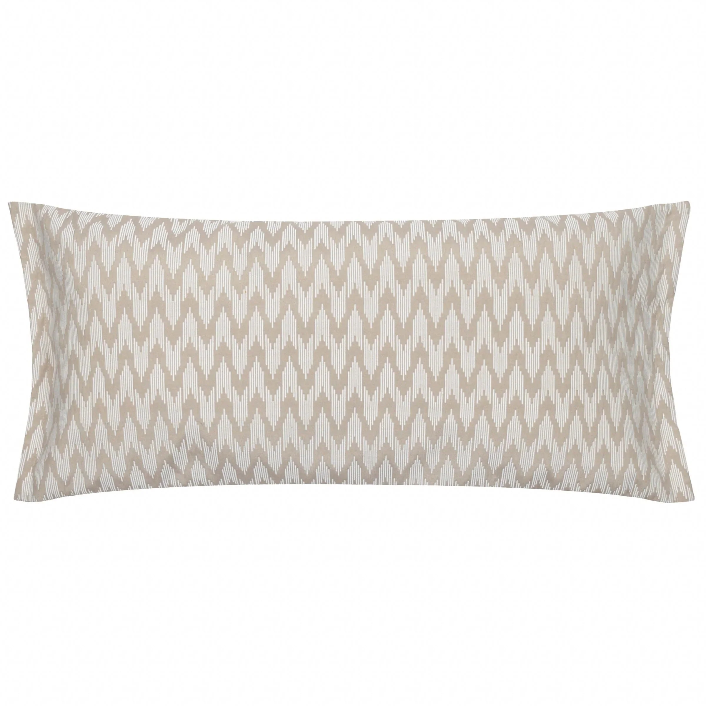 Estrella Large Cream & Taupe Zig Zag Print Bolster Cushion - 65x30cm - Image 3