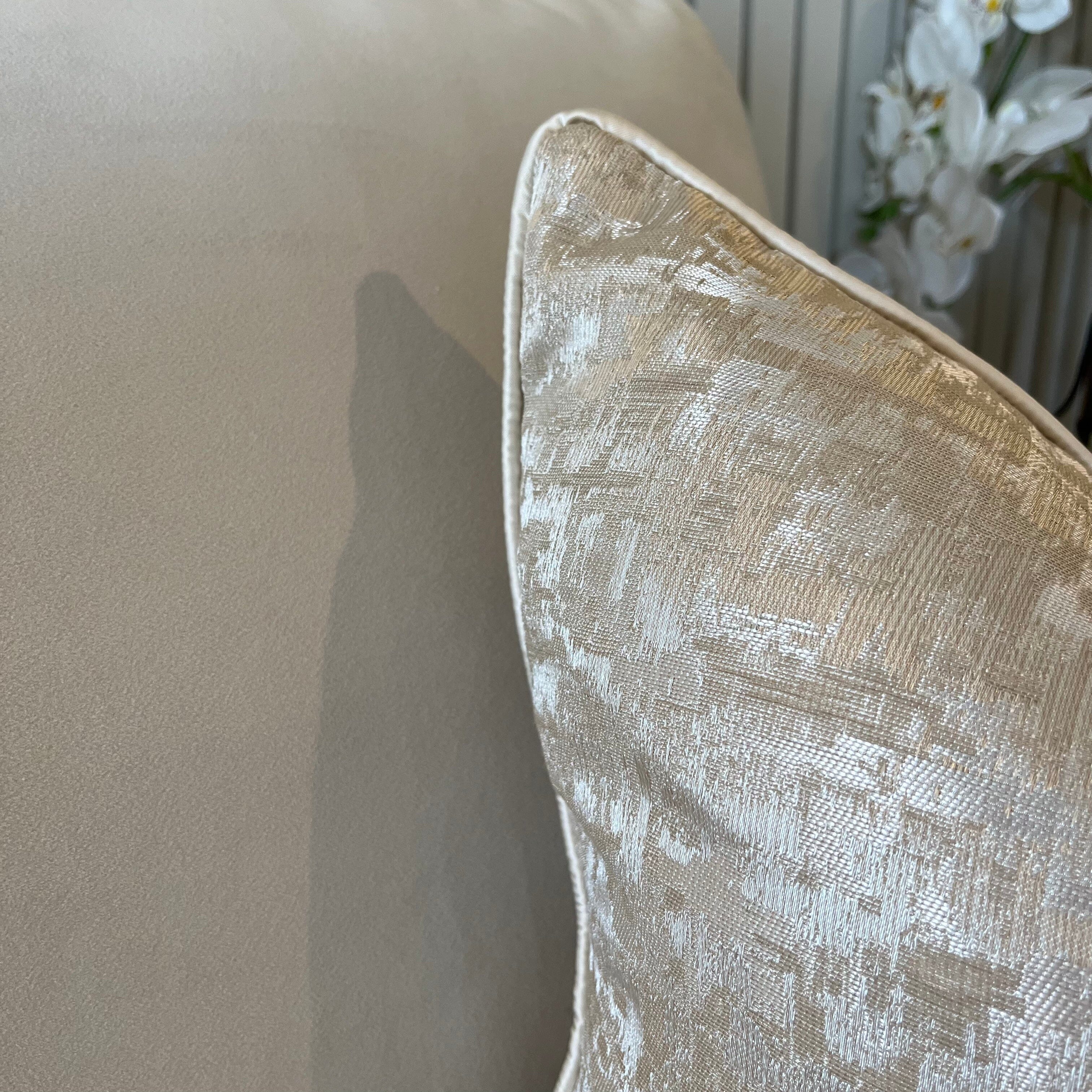 Evelyn Cream & Gold Metallic Patterned Cushion - 50x50cm - Image 2