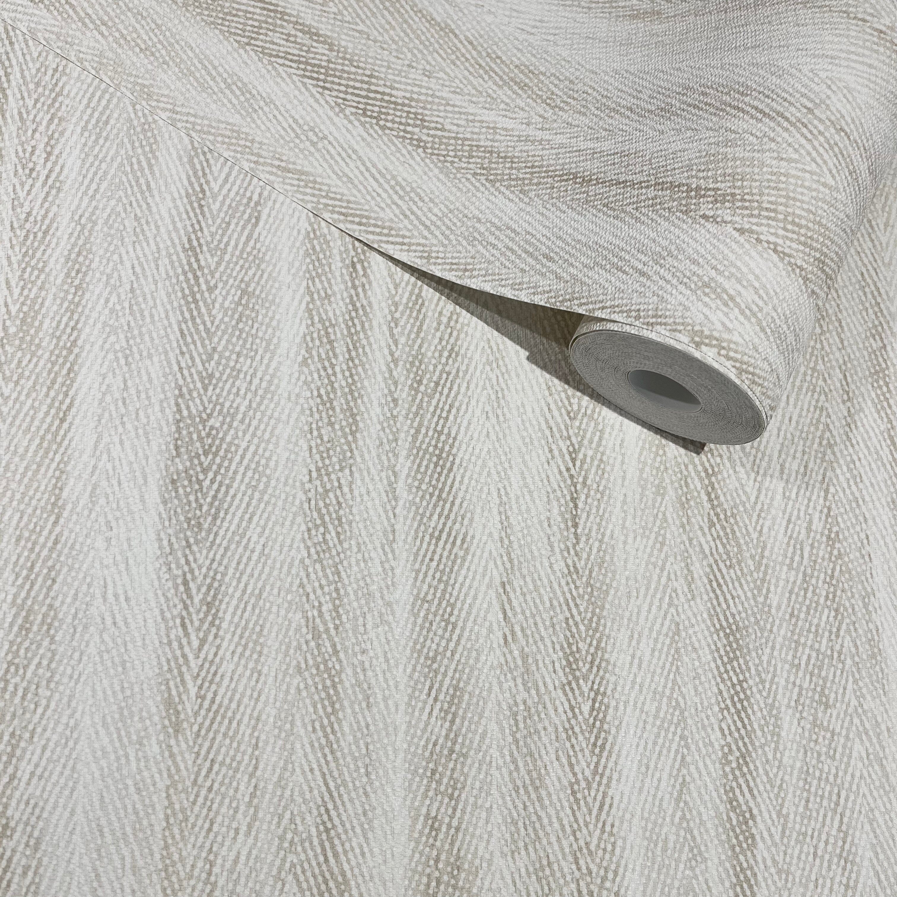 Evelyn Cream & Taupe Woven Effect Wallpaper