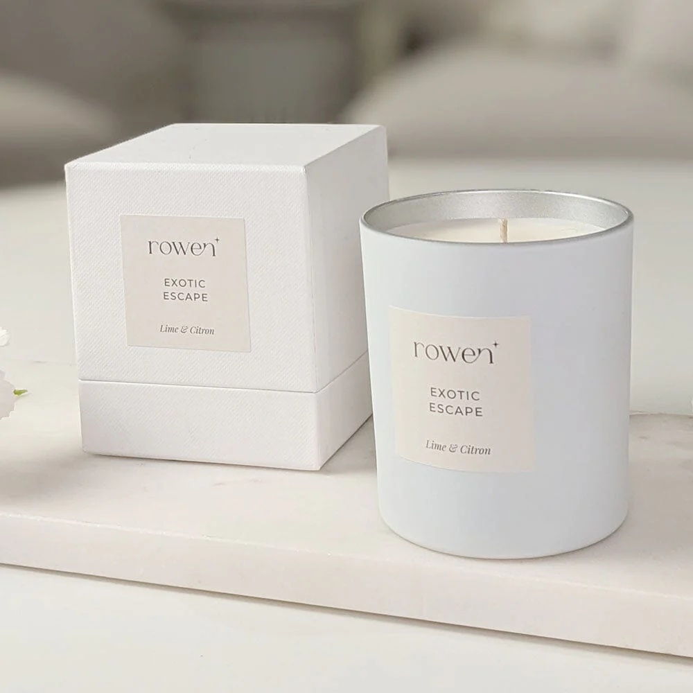 Exotic Escape White & Silver Scented Candle - Lime & Citron - Image 2