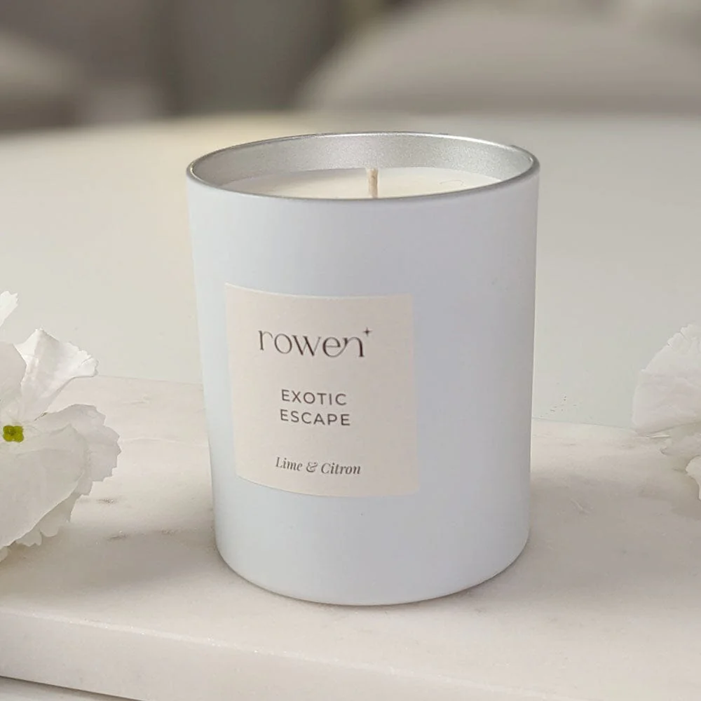 Exotic Escape White & Silver Scented Candle - Lime & Citron - Image 3