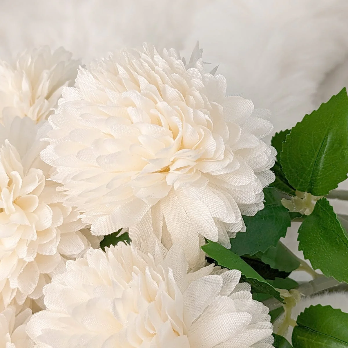 Faux Cream Chrysanthemum Bunch of 6 Florals - Image 3