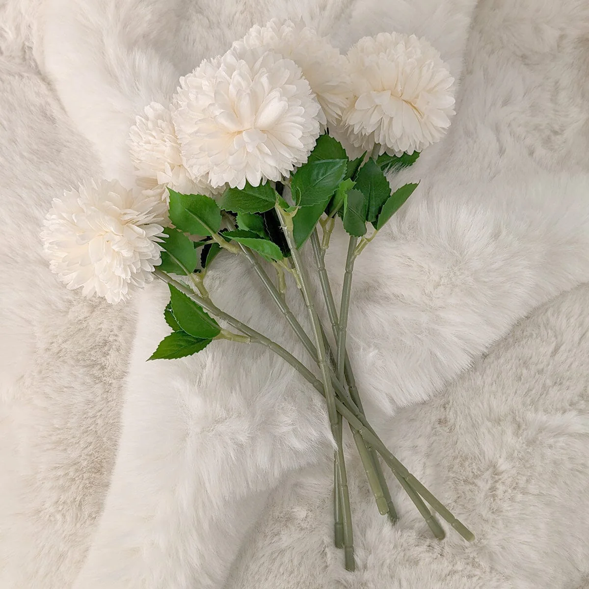 Faux Cream Chrysanthemum Bunch of 6 Florals - Image 4
