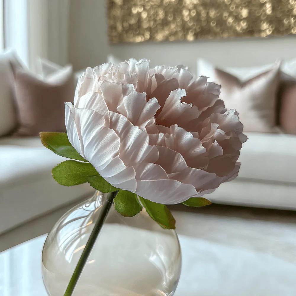 Faux Nude Peony Single Stem Flower