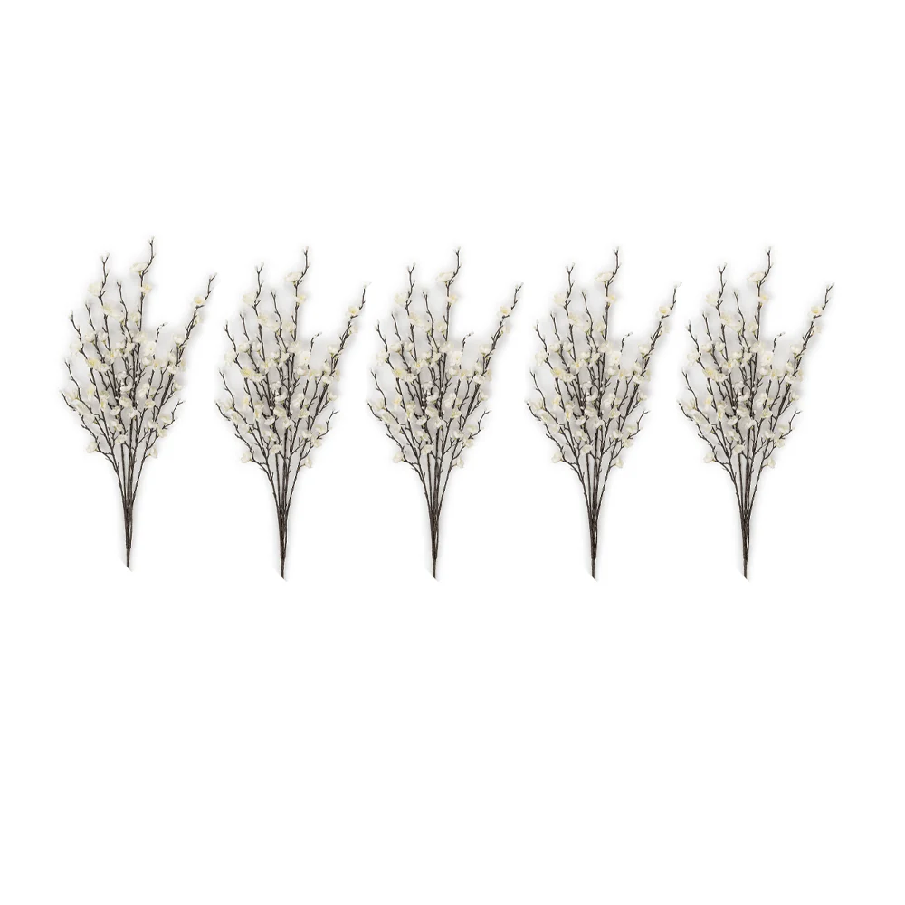 Faux White Blossom Single Stem Floral- Set of 5 - Image 2