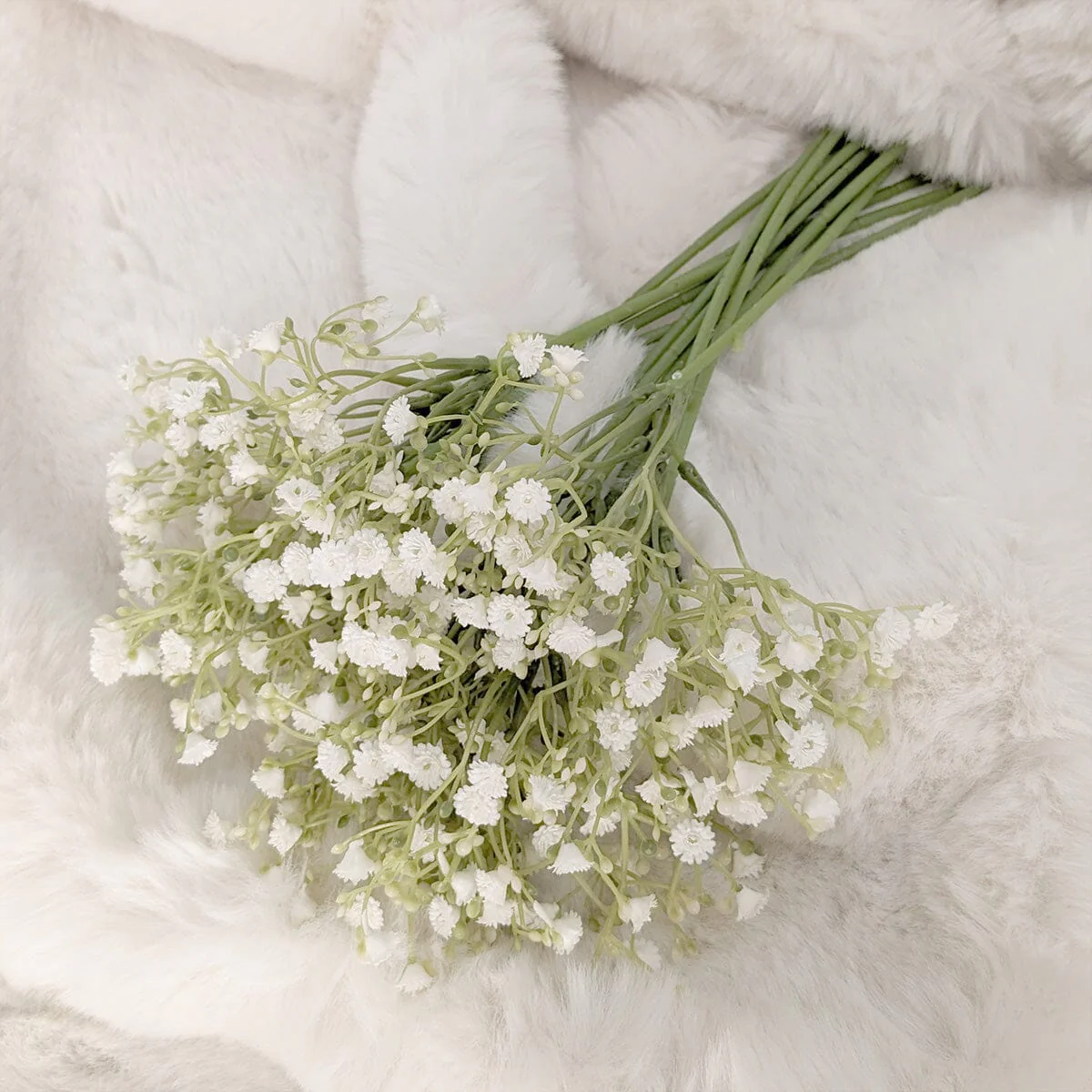 Faux White Gypsophila Bunch of Flowers - Image 2