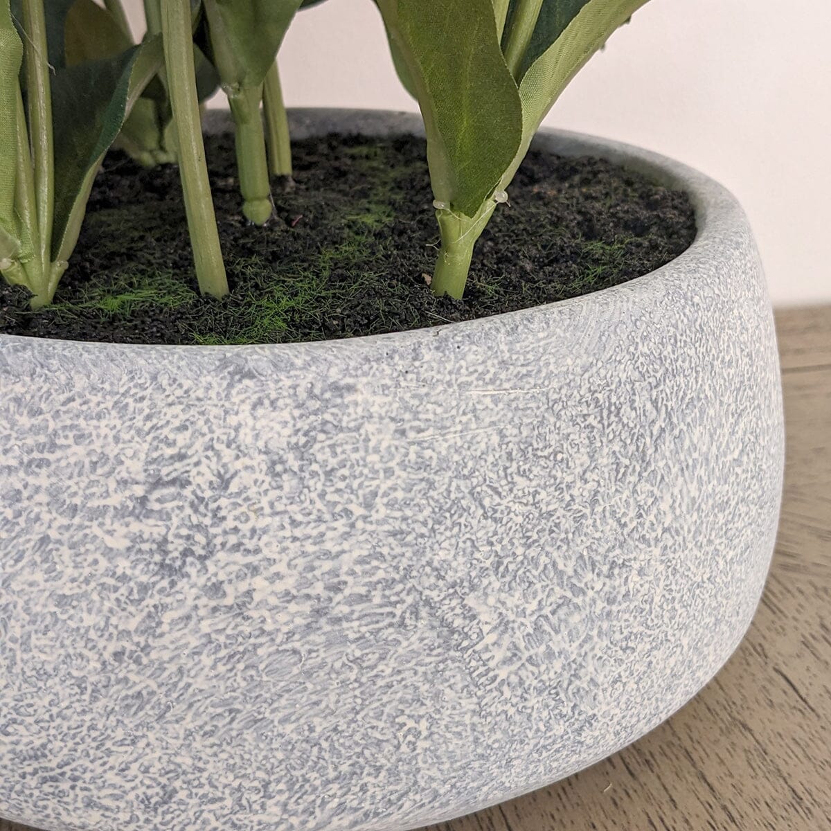 Faux White Hellebore Plant in Stone Pot - Image 3