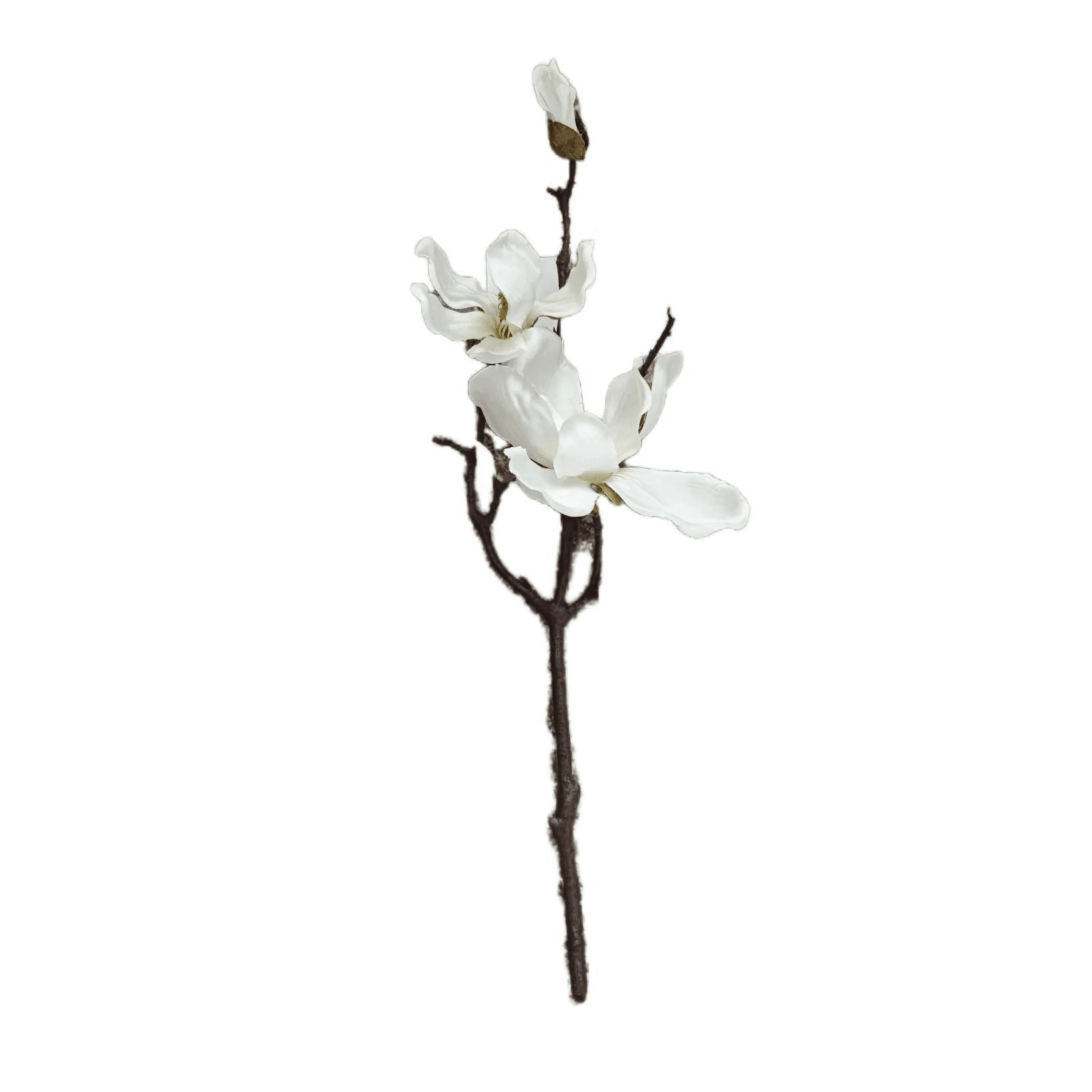 Faux White Magnolia Single Stem Floral - Image 2