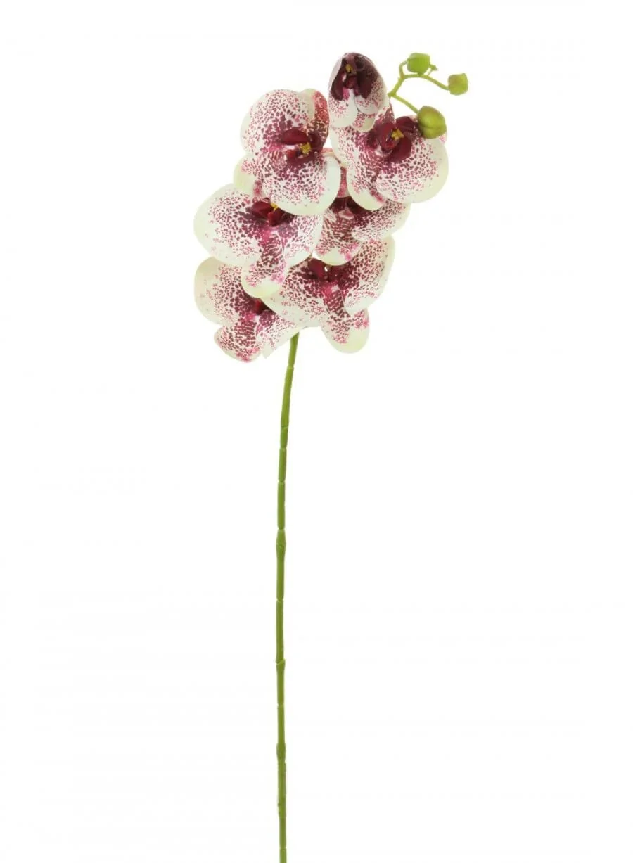 Faux White & Plum Orchid Single Stem Floral - Image 2