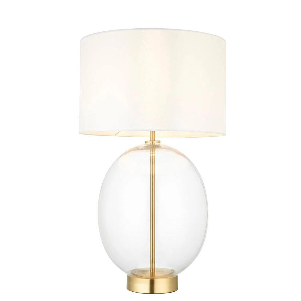 Fawsley Clear Glass & Gold Table Lamp with Ivory Shade - Image 6