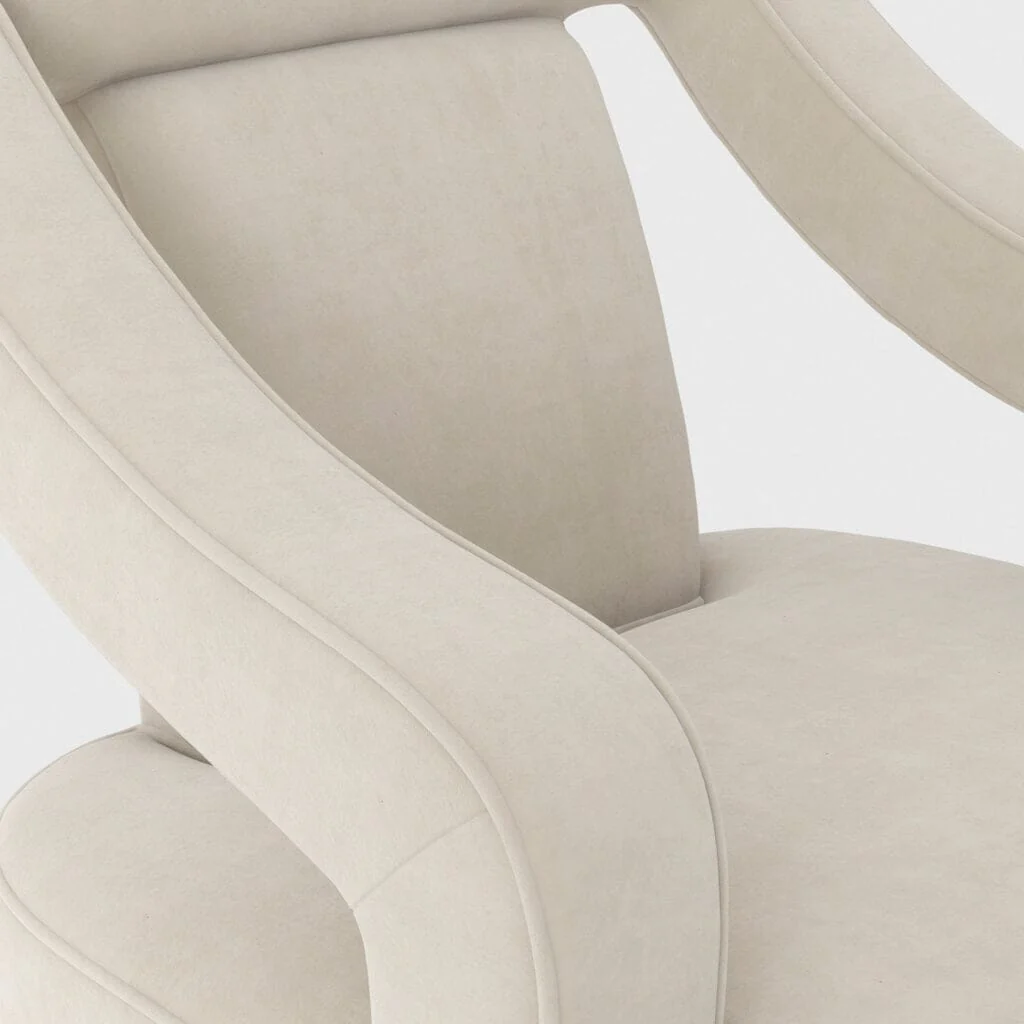 Faye Ivory Velvet Accent Chair with Black legs - Image 2