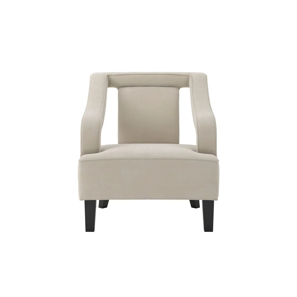 Faye Ivory Velvet Accent Chair with Black legs - Image 3