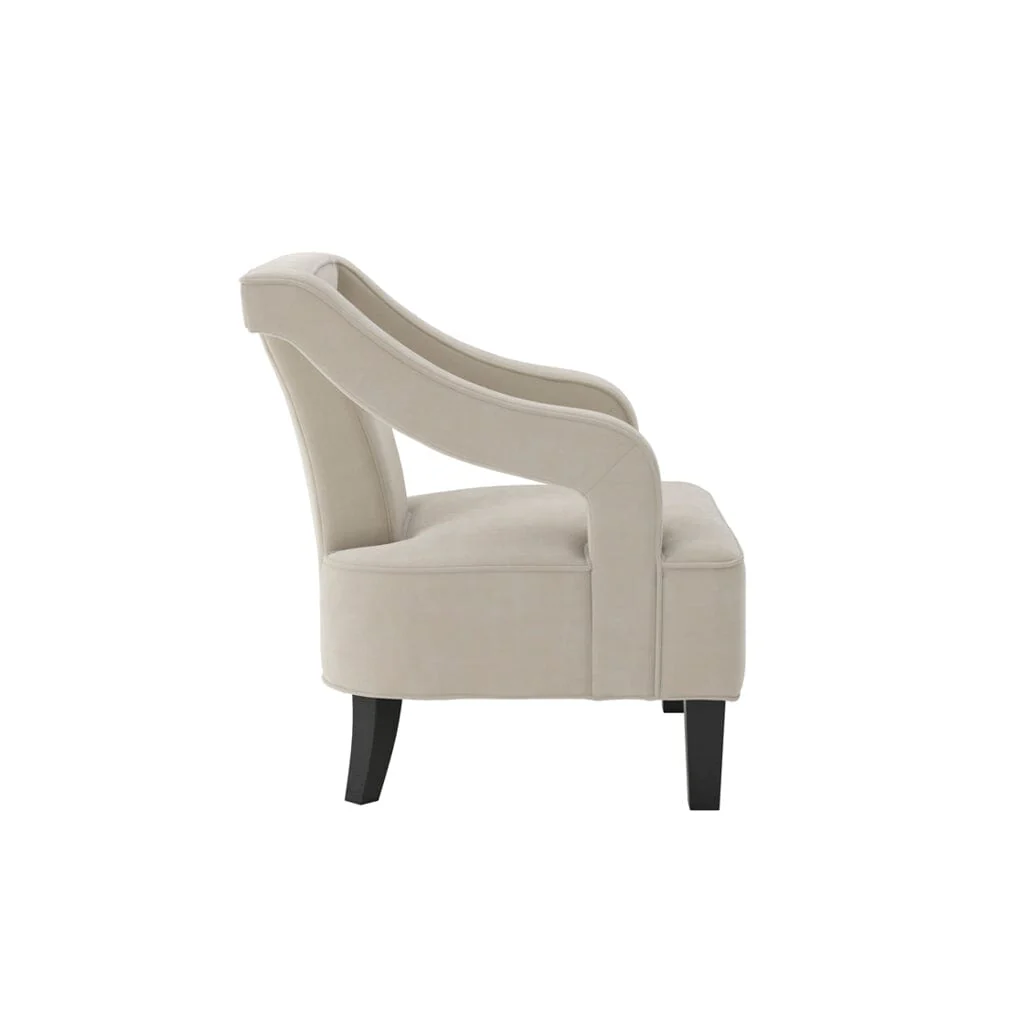 Faye Ivory Velvet Accent Chair with Black legs - Image 4