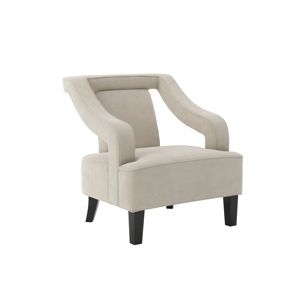 Faye Ivory Velvet Accent Chair with Black legs - Image 5