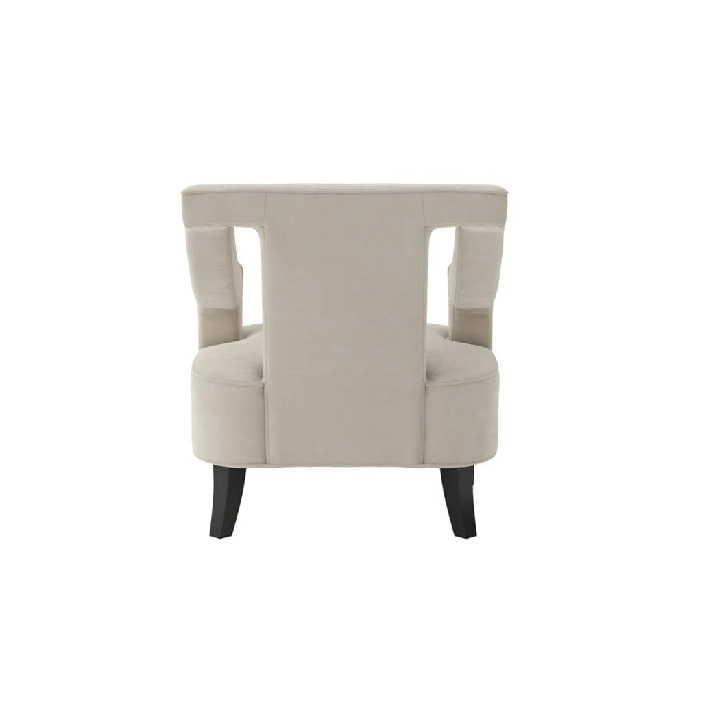 Faye Ivory Velvet Accent Chair with Black legs - Image 6