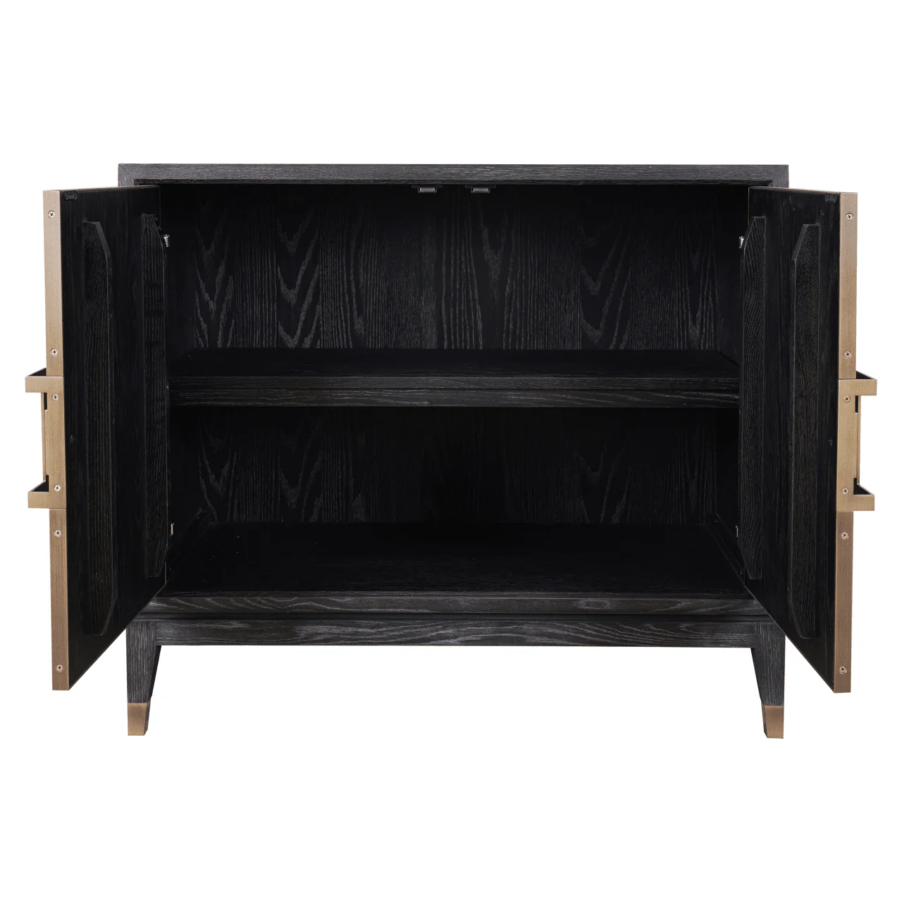 Felicia Luxury Black Wood & Shagreen 2 Door Sideboard with Brass Handles - Image 4