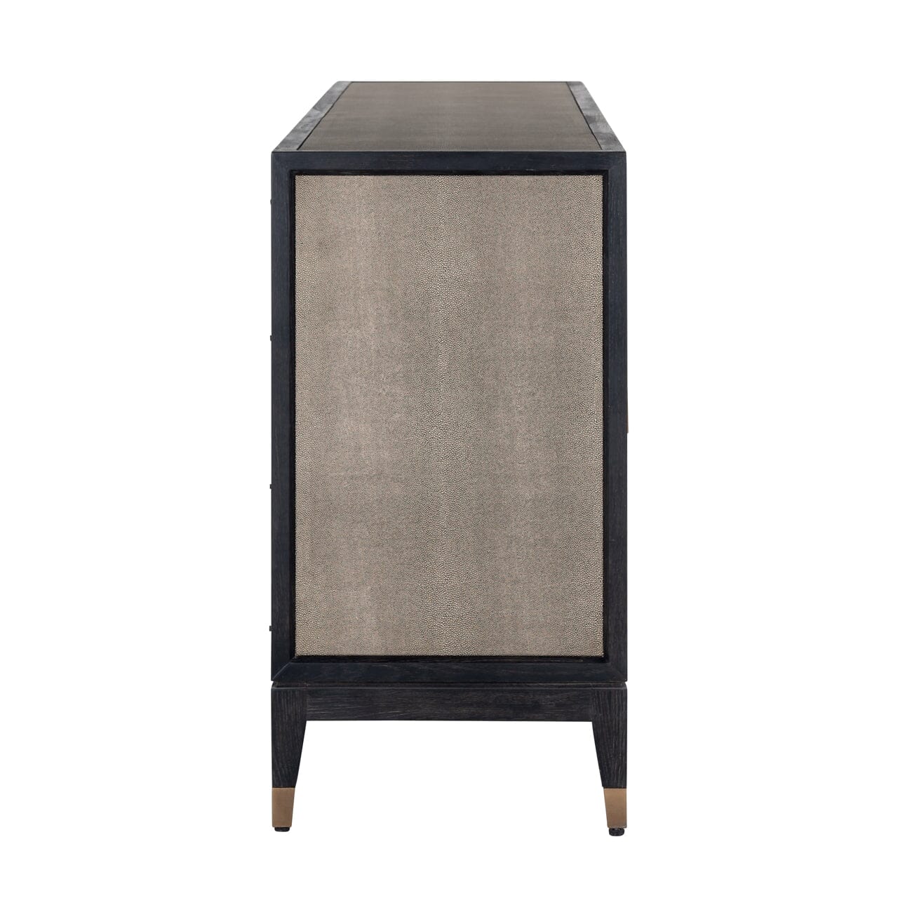 Felicia Luxury Black Wood & Shagreen 4 Door Sideboard with Brass Handles - Image 4