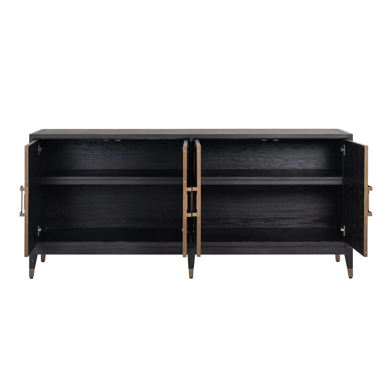 Felicia Luxury Black Wood & Shagreen 4 Door Sideboard with Brass Handles - Image 5