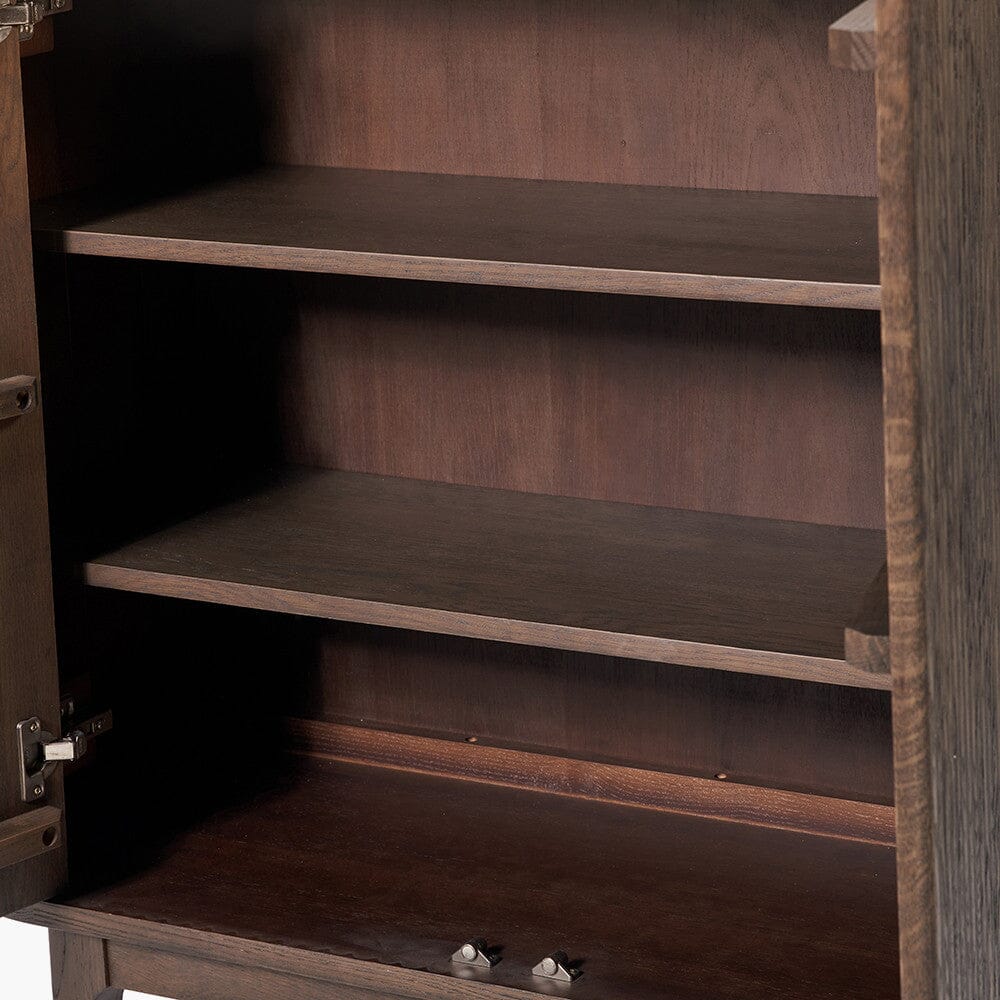 Felicity Dark Brown Ribbed Oak 2 Door Cabinet - Image 7