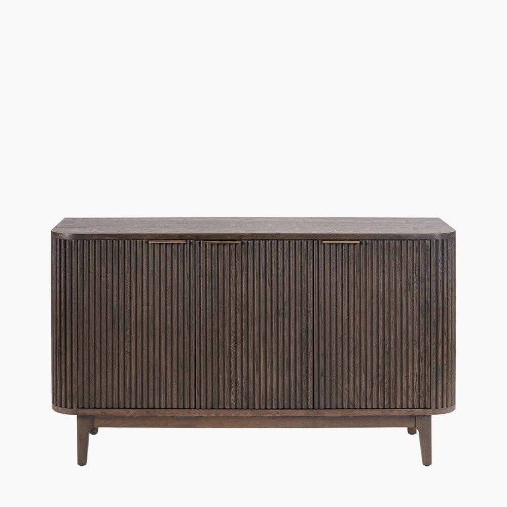 Felicity Dark Brown Ribbed Oak 3 Door Sideboard - Image 2