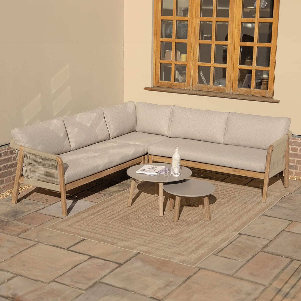 Fiji Taupe Rope Weave Outdoor Corner Sofa Set - Image 3