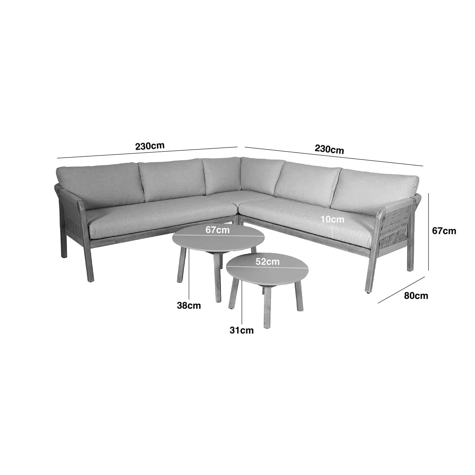 Fiji Taupe Rope Weave Outdoor Corner Sofa Set - Image 5