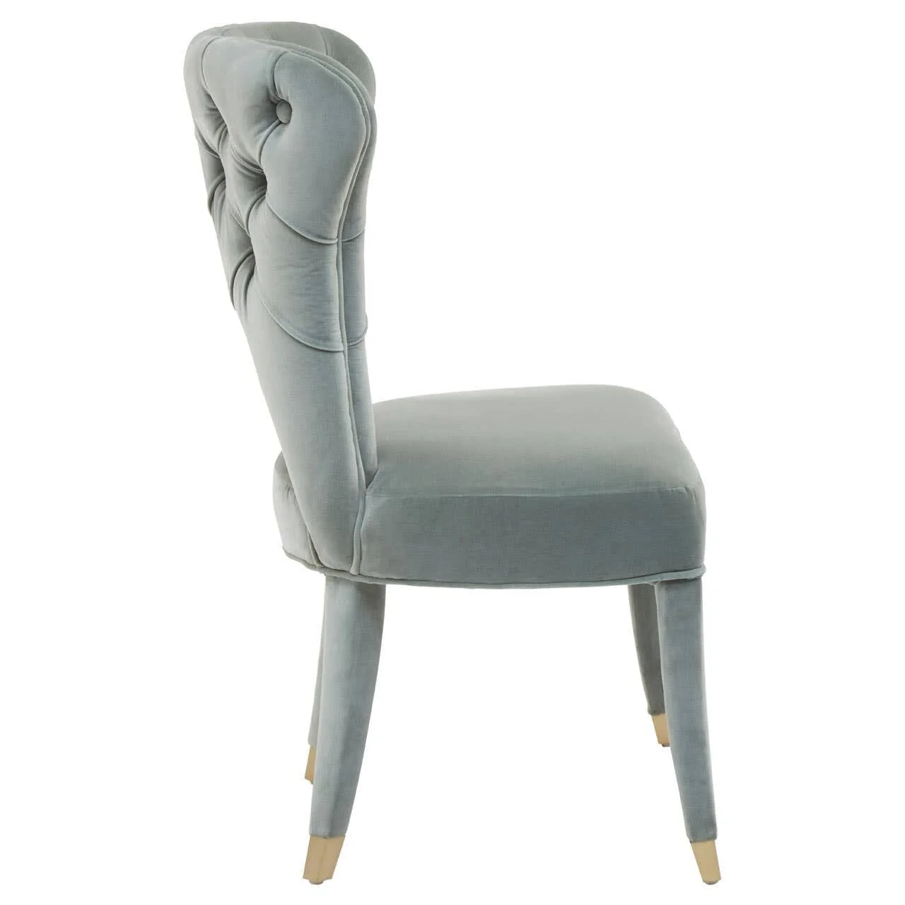Finn Blue Velvet Buttoned Back Chair with Gold Feet - Image 4