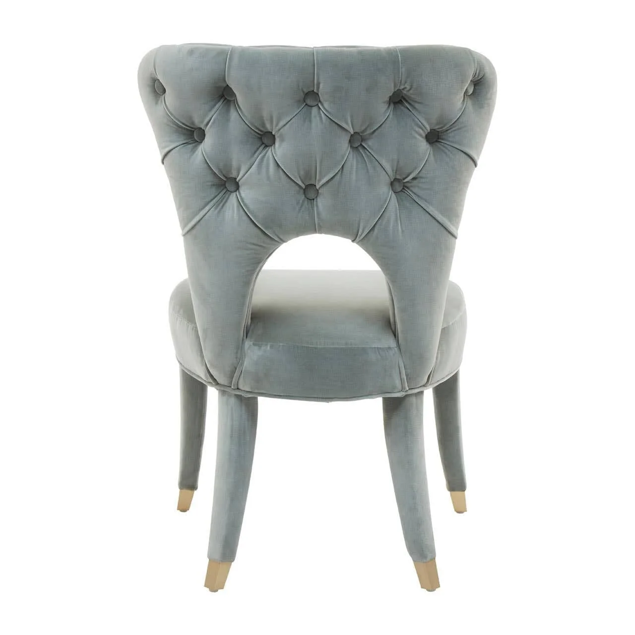 Finn Blue Velvet Buttoned Back Chair with Gold Feet - Image 5
