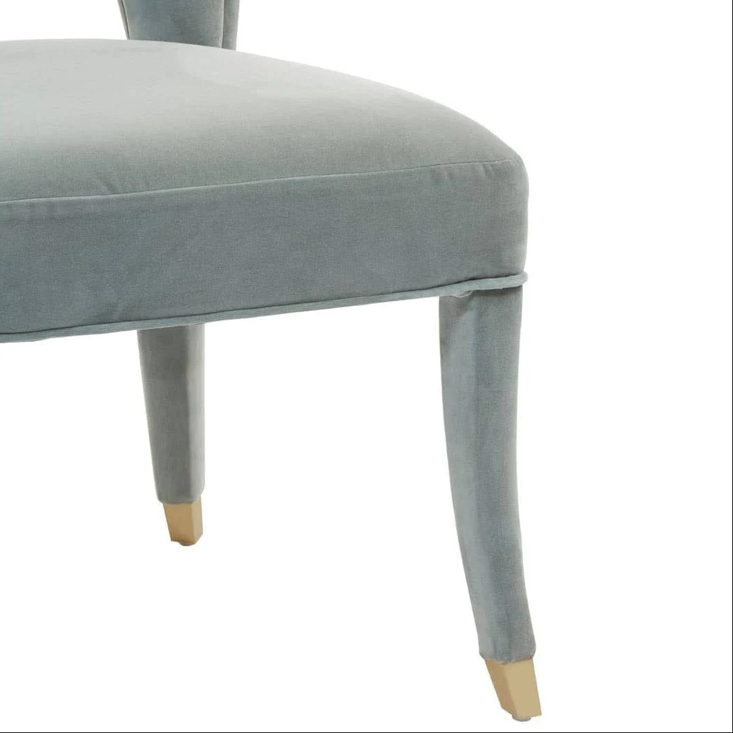 Finn Blue Velvet Buttoned Back Chair with Gold Feet - Image 6