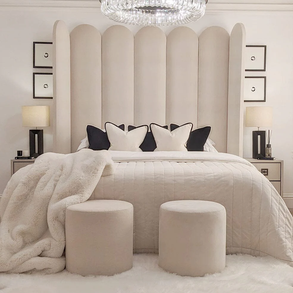 Florence Cream Curved Fluted Headboard with Adjustable Wings - Image 2