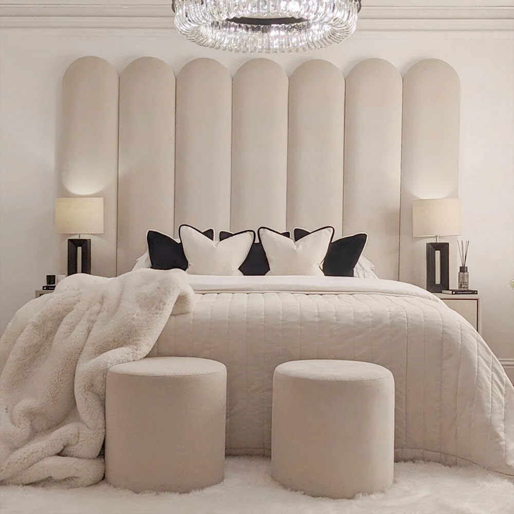 Florence Cream Curved Fluted Headboard with Adjustable Wings - Image 3
