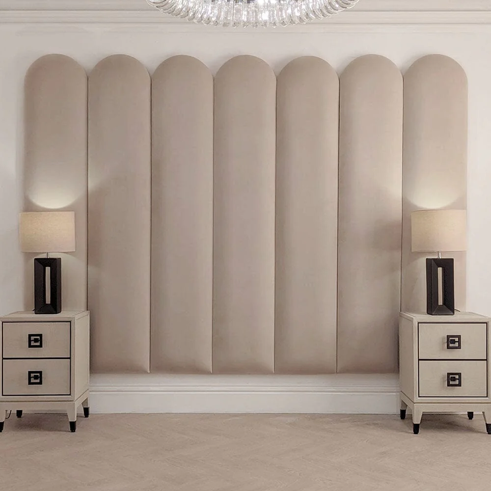 Florence Mink Curved Fluted Headboard with Adjustable Wings - Image 2
