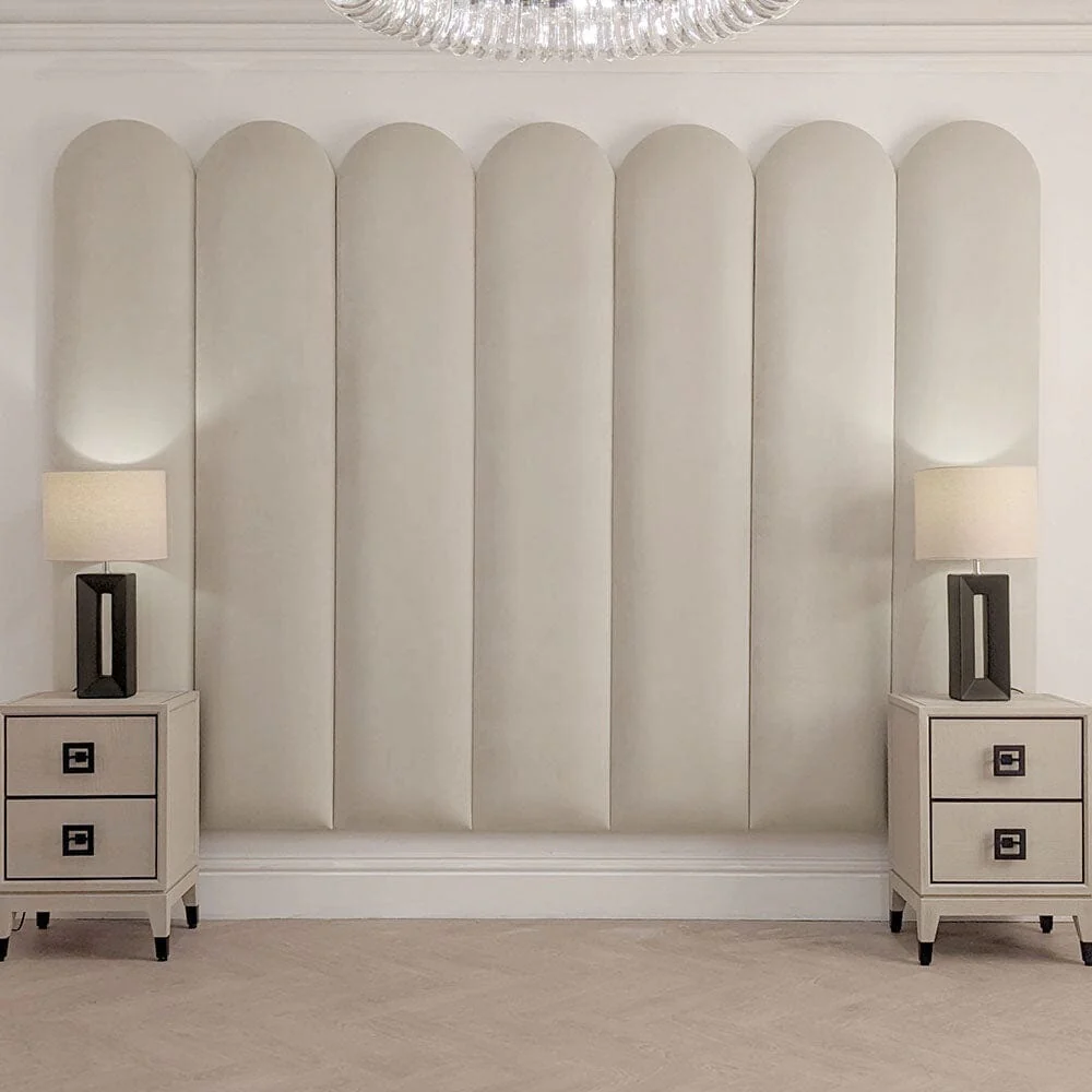 Florence Smoke Grey Curved Fluted Headboard with Adjustable Wings - Image 2