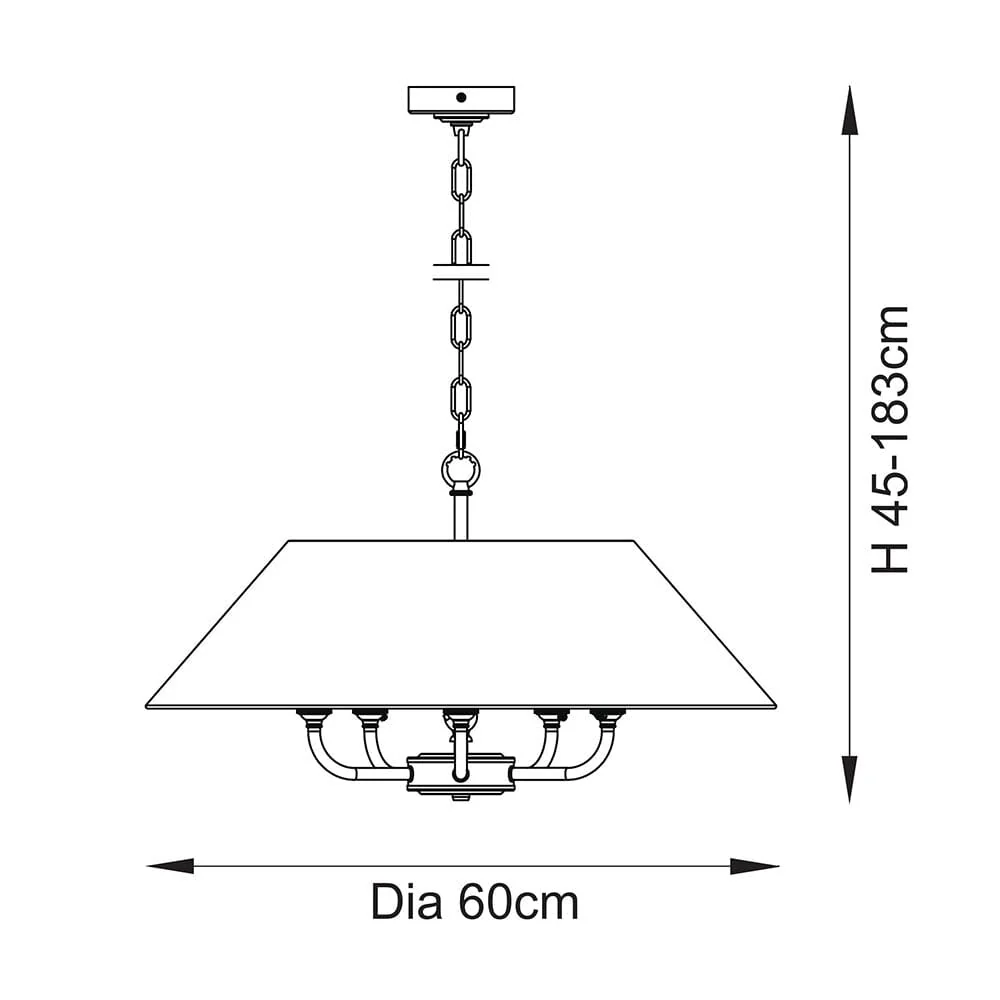 Francesca Gold 5 Light Pendant Ceiling Light with Linen Shade - Image 4