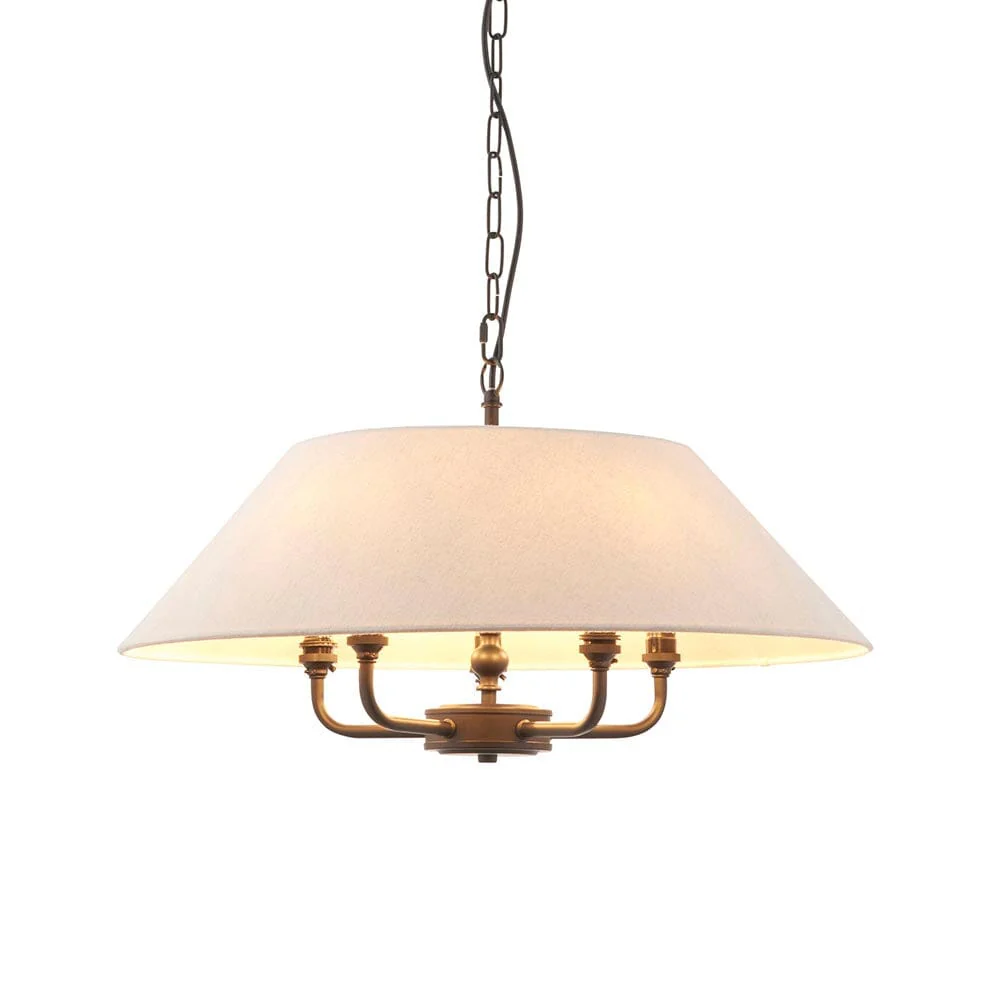 Francesca Matt Black 5 Light Pendant Ceiling Light with Linen Shade - Image 3