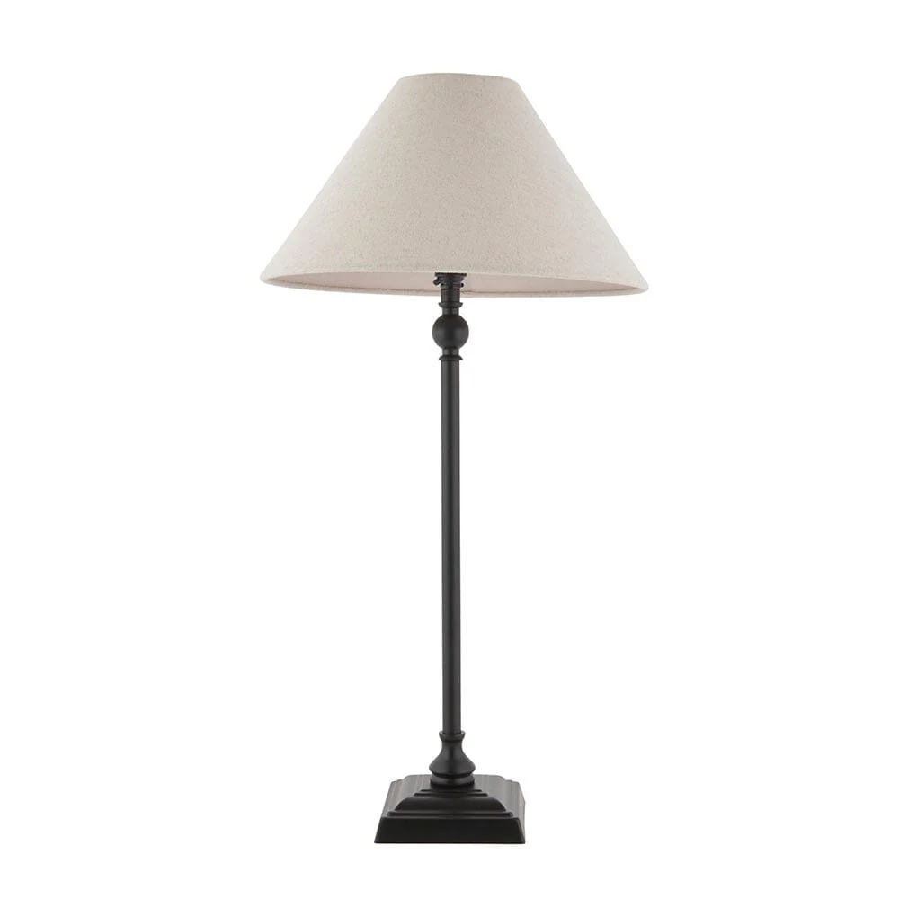 Francesca Matt Black Table Lamp with Linen Shade - Image 3