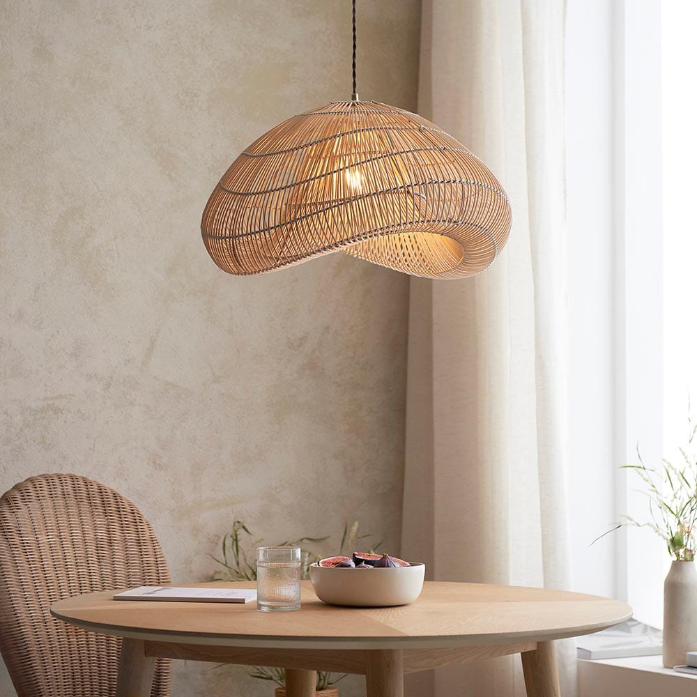 Freya Natural Woven Rattan Pendant Ceiling Light Shade - Image 3