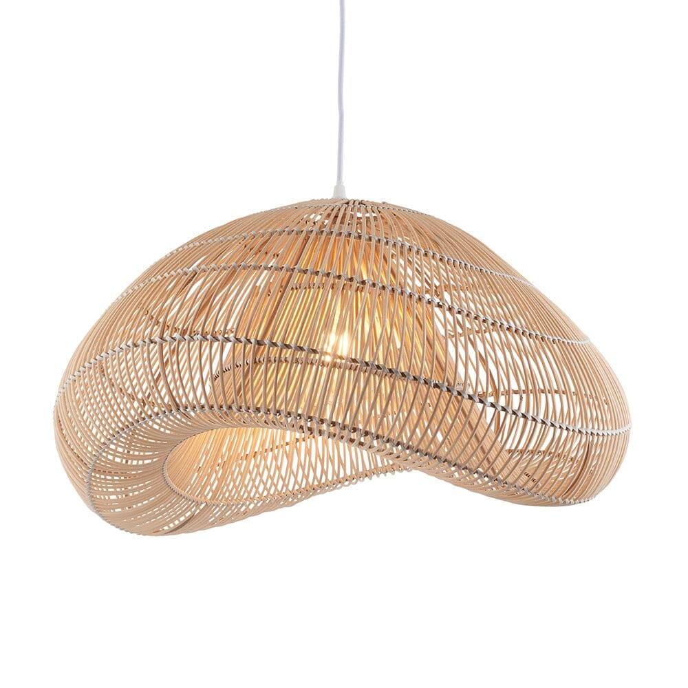 Freya Natural Woven Rattan Pendant Ceiling Light Shade - Image 4