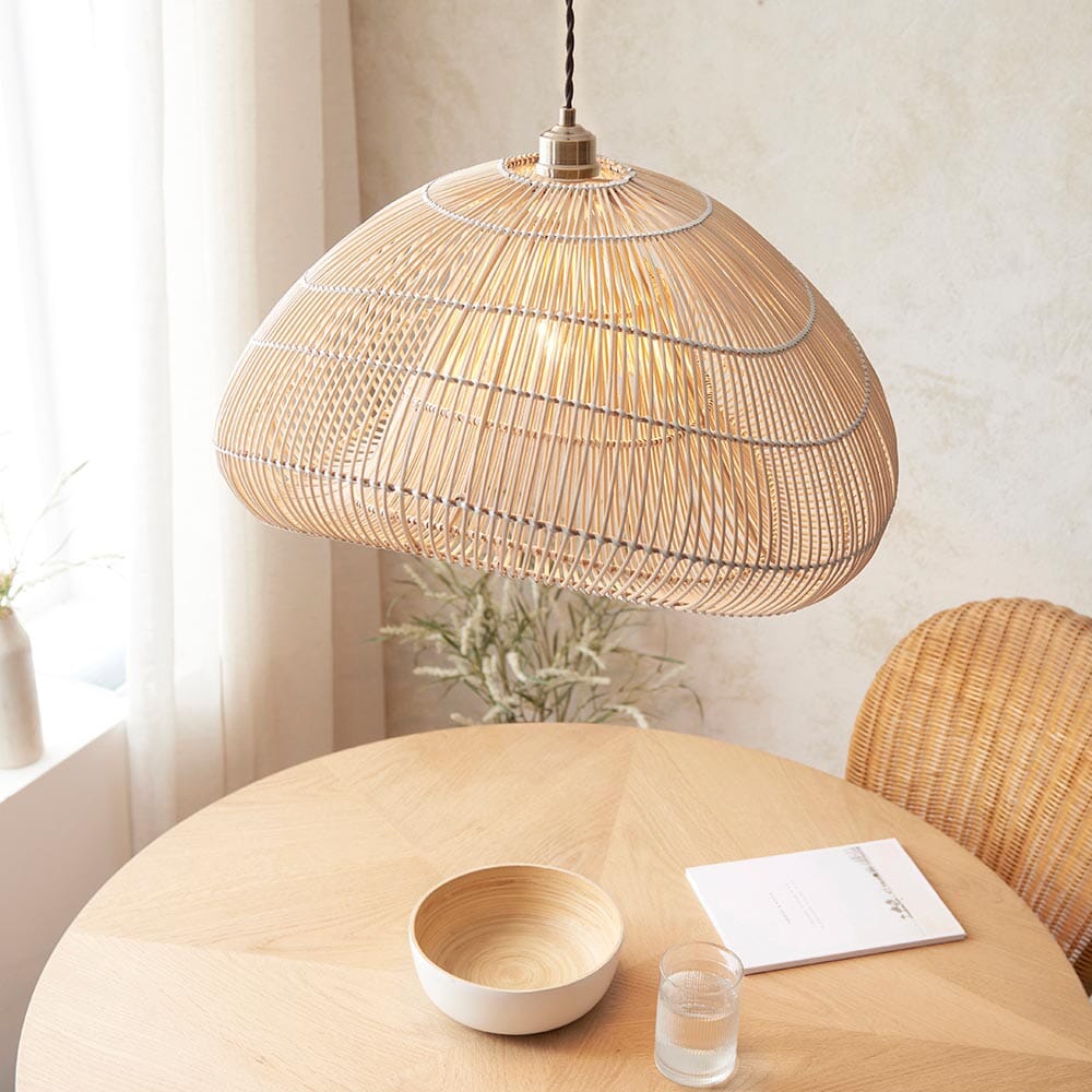 Freya Natural Woven Rattan Pendant Ceiling Light Shade - Image 5